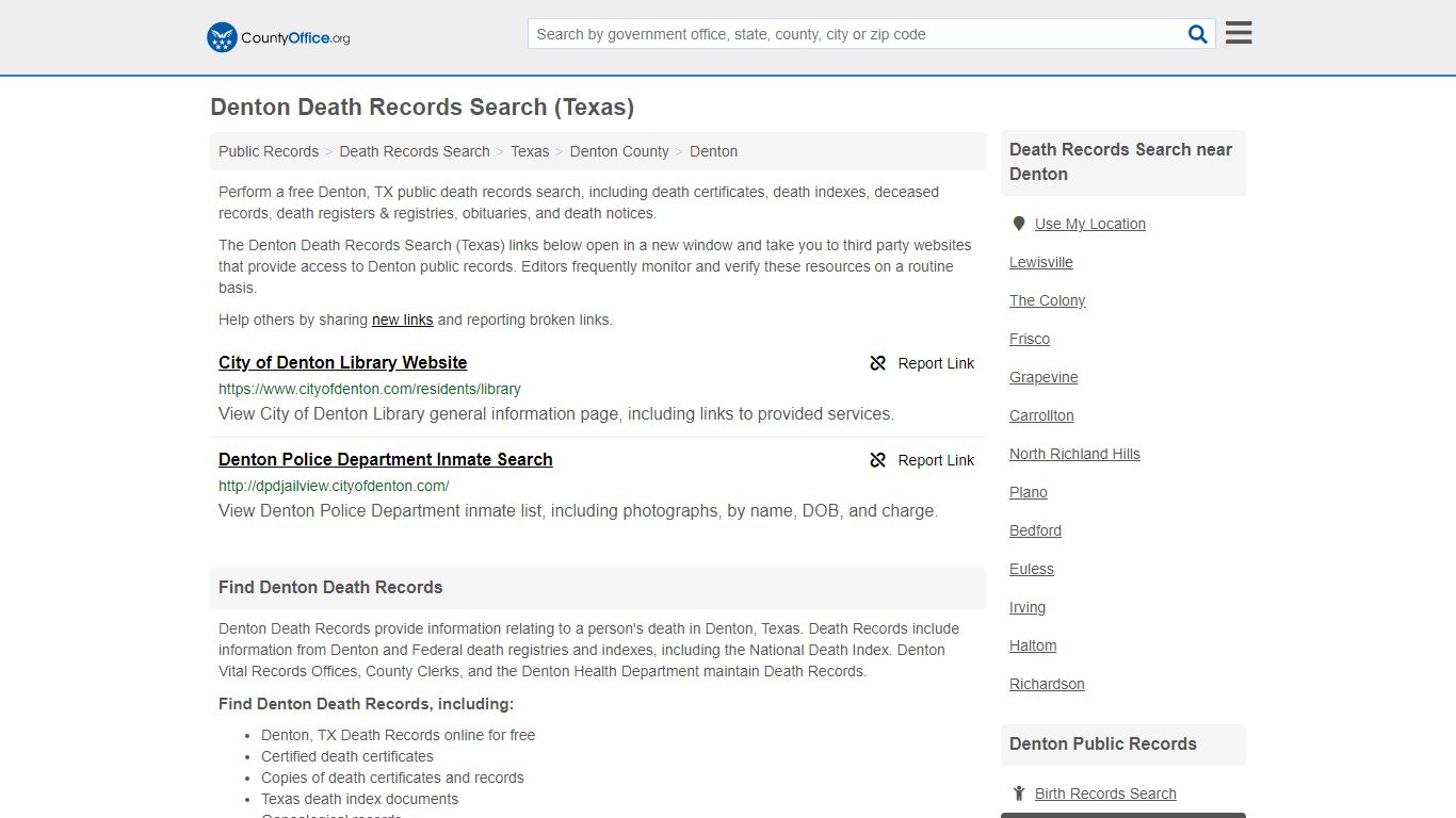 Death Records Search - Denton, TX (Death Certificates ...